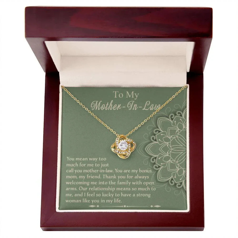 Mother-In-Law Gift - I Feel Lucky to Have A Strong Woman in My Life Love Knot Necklace