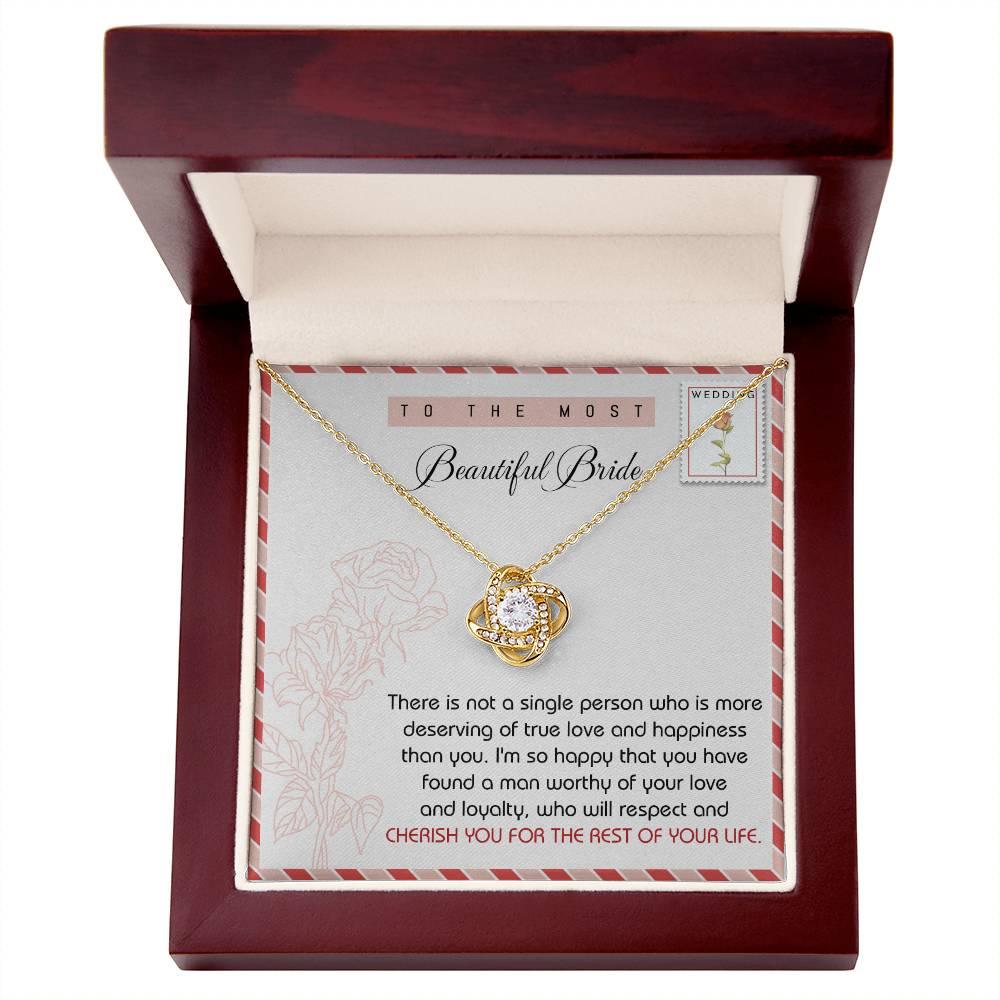 To The Beautiful Bride Wedding Gift Love Knot Pendant Necklace - Mallard Moon Gift Shop