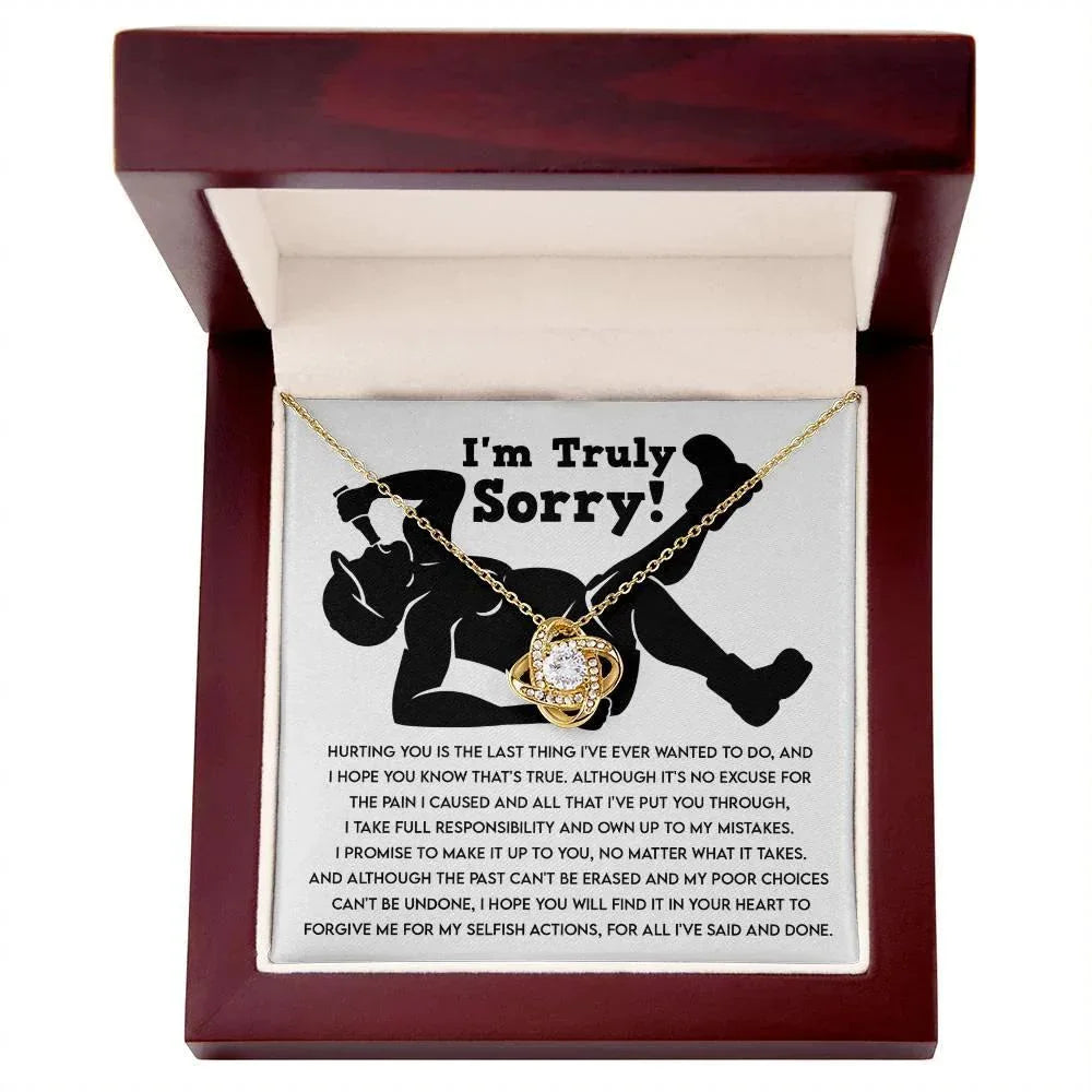 Apology Gift for Girlfriend, Wife, Soulmate - Sorry, Selfish Actions - Love Knot Pendant Necklace