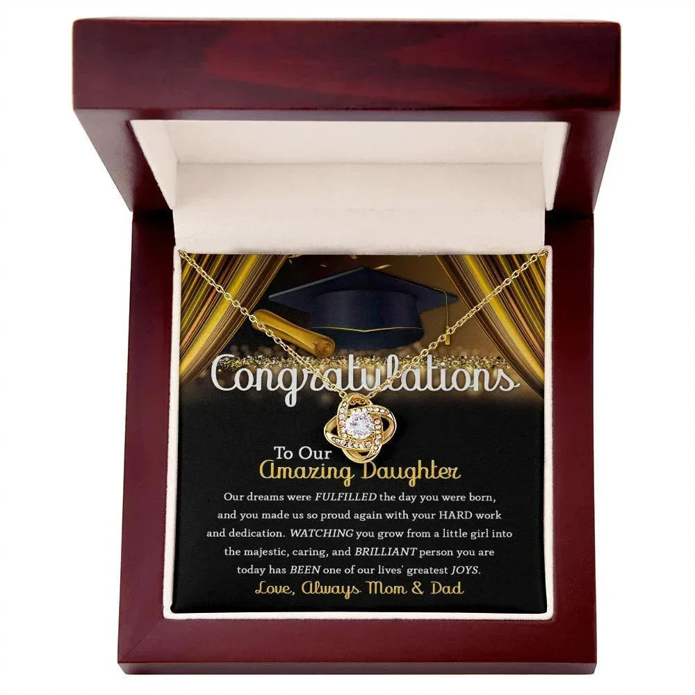 Daughter Graduation Jewelry Necklace with Message Card from Mom and Dad - You Made Us So Proud