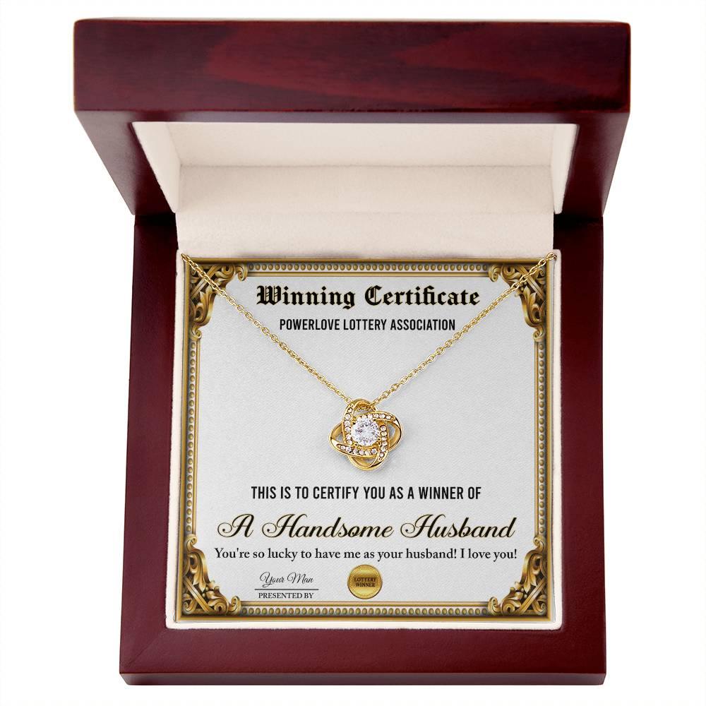 Wife Wedding Day, Anniversary, Birthday Gift - Winning Certificate - Love Knot Pendant Necklace - Mallard Moon Gift Shop