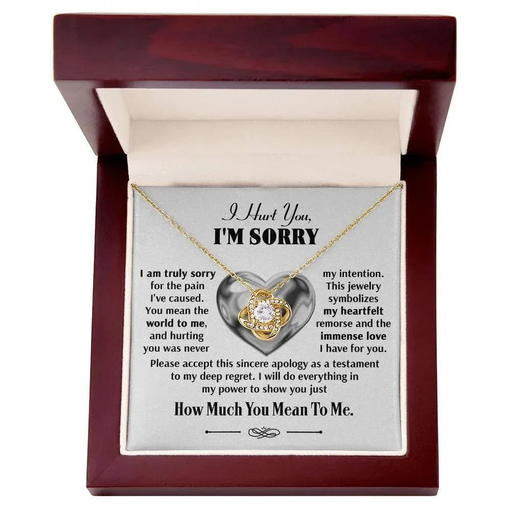 Apology Gift for Girlfriend, Wife, Soulmate - Sorry, Sincere Apology - Love Knot Pendant Necklace