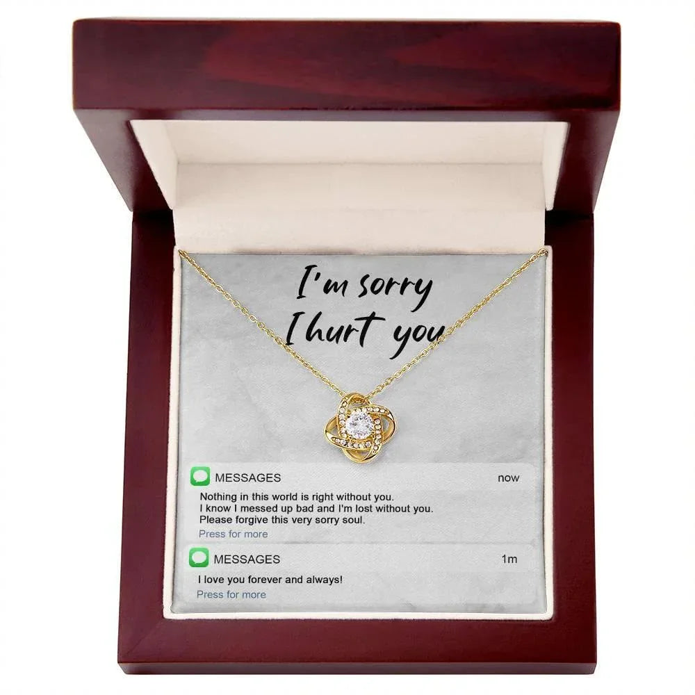 Gift for Girlfriend, Wife - Sorry, Lost Without You - Love Knot Pendant Necklace