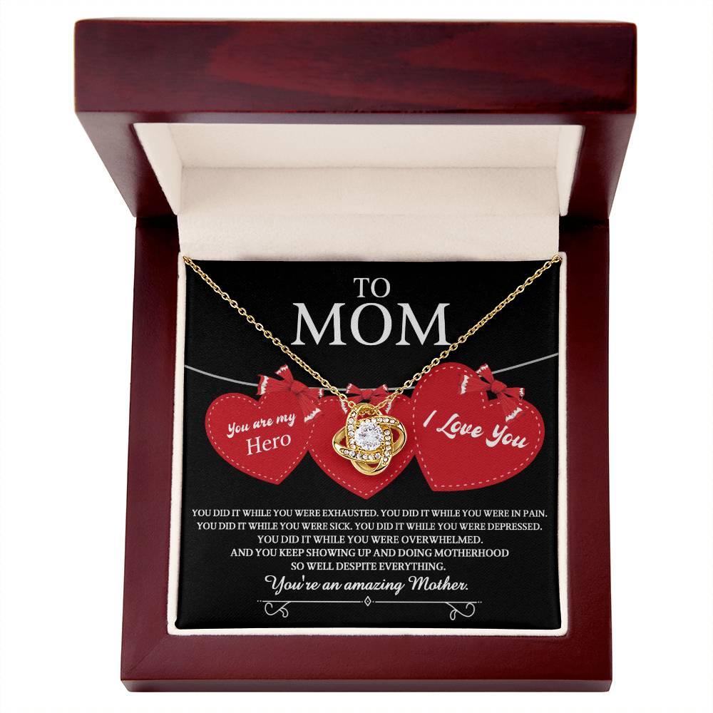 Gift for Mom You Are My Hero Love Knot Necklace - Mallard Moon Gift Shop