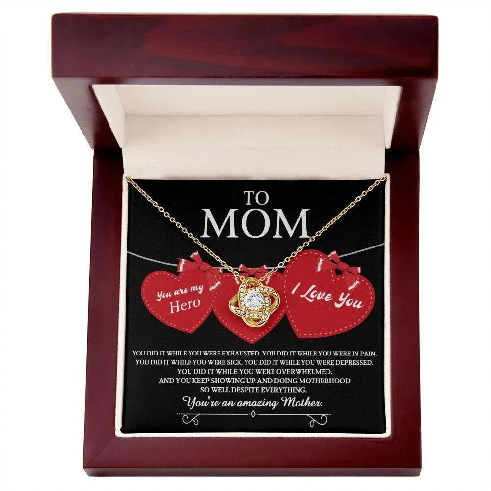 Gift for Mom You Are My Hero Love Knot Necklace