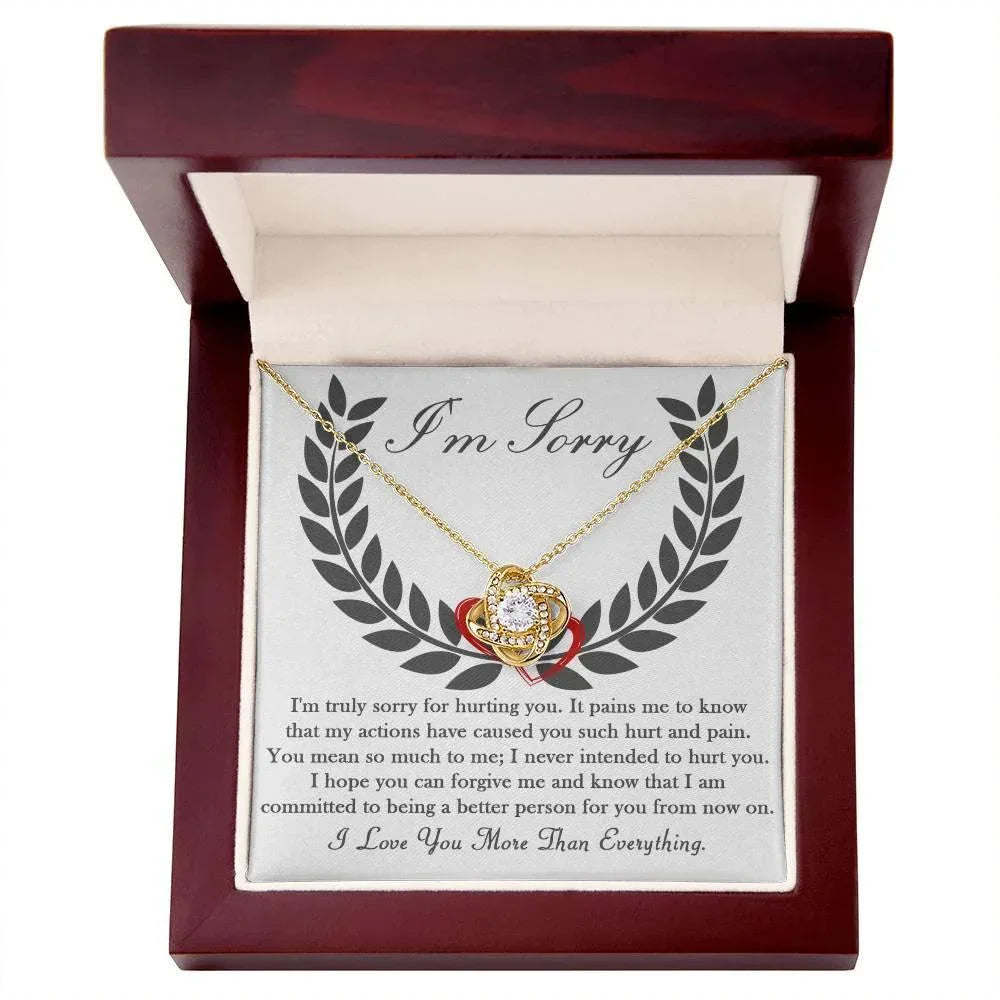 Apology Gift for Girlfriend, Wife, Soulmate - Sorry, From Now On - Love Knot Pendant Necklace
