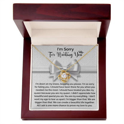 Apology Gift for Girlfriend, Wife, Soulmate - Sorry, My Queen - Love Knot Pendant Necklace - Mallard Moon Gift Shop