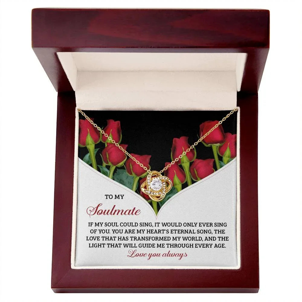 Romantic Anniversary, Valentine's Day Gift for Soulmate, Wife, Girlfriend - My Heart’s Eternal Song - Love Knot Pendant Necklace