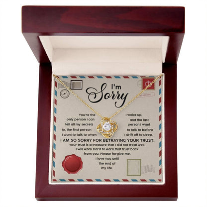 Apology Gift for Girlfriend, Wife, Soulmate - Sorry, The Only Person - Love Knot Pendant Necklace - Mallard Moon Gift Shop