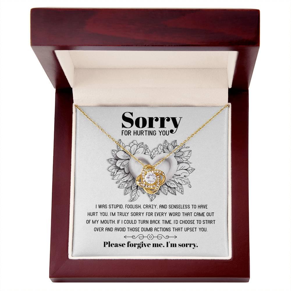 Apology Gift for Girlfriend, Wife, Soulmate-Sorry, Turn Back Time - Love Knot Pendant Necklace - Mallard Moon Gift Shop