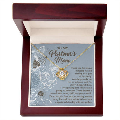 To My Partner's Mom You Make Me Feel Welcomed Love Knot Pendant Necklace - Mallard Moon Gift Shop