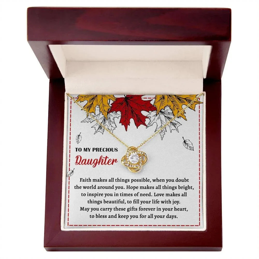 Daughter Gift - Fill Your Life With Joy - Love Knot Pendant Necklace