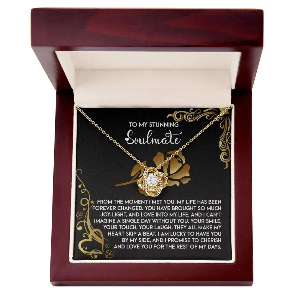 To My Stunning Soulmate - Love Knot Necklace – A Romantic Gift to Celebrate Joy, Love, and Forever Devotion