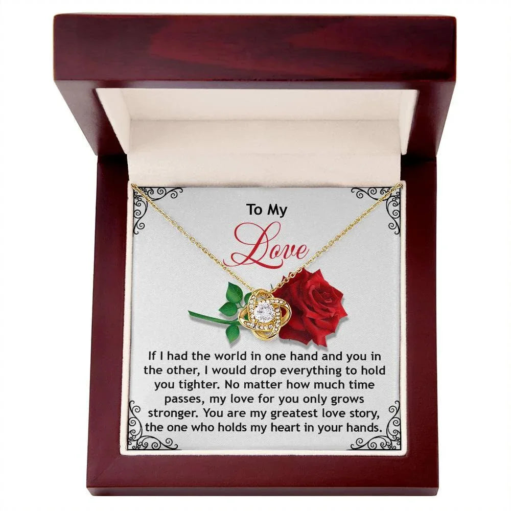 Romantic Anniversary, Valentine's Day Gift for Soulmate, Wife, Girlfriend - Greatest Love Story - Love Knot Pendant Necklace