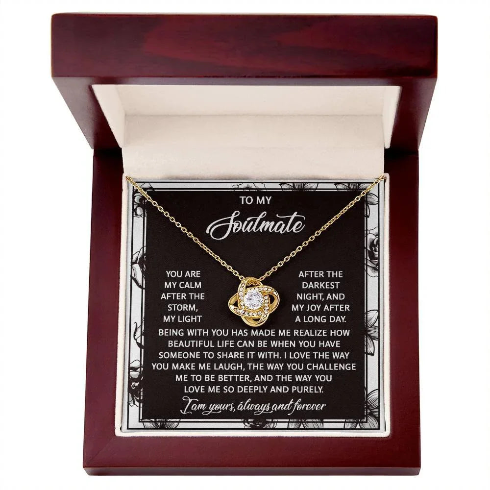 To My Soulmate - My Calm After the Storm Love Knot Necklace – A Romantic Valentine’s Day Gift with a Heartfelt Message