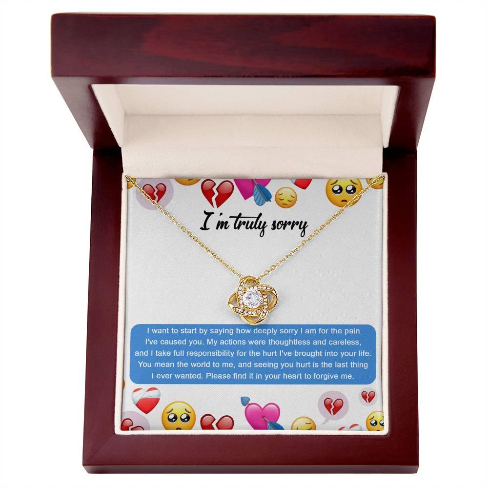 Apology Gift for Girlfriend, Wife, Soulmate - Sorry, How Deeply Sorry - Love Knot Pendant Necklace - Mallard Moon Gift Shop