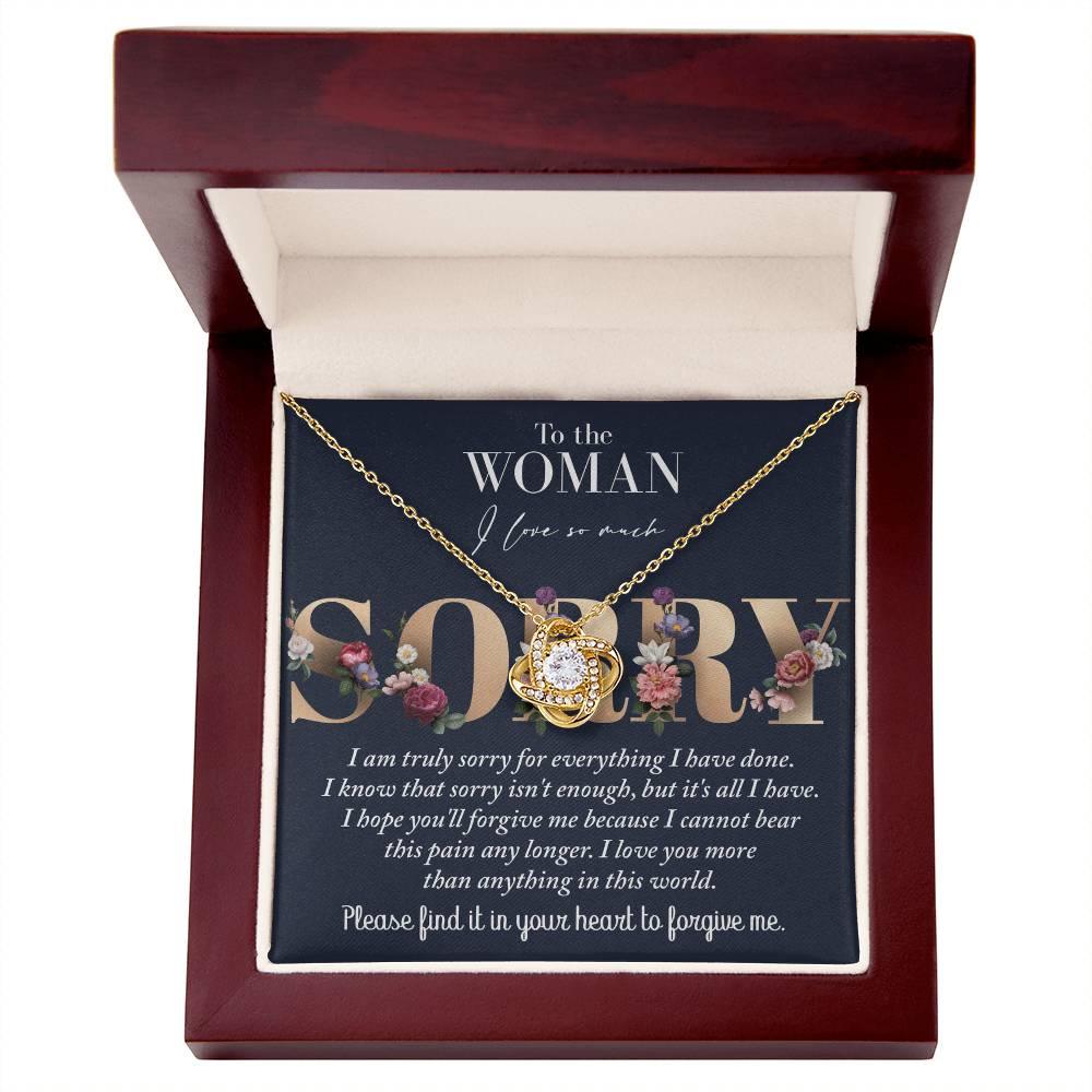 Apology Gift for Girlfriend, Wife, Soulmate - Sorry, Bear This Pain - Love Knot Pendant Necklace - Mallard Moon Gift Shop