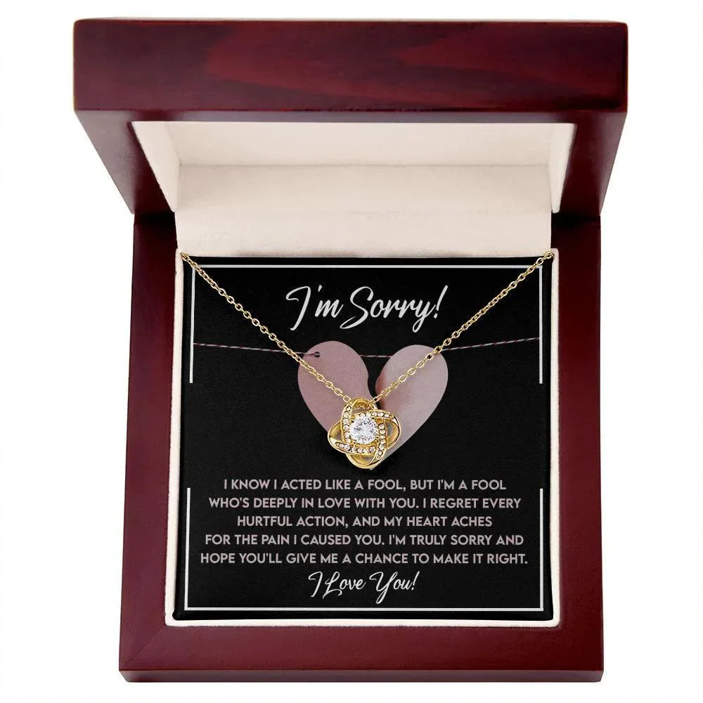 Apology Gift for Girlfriend, Wife, Soulmate - Sorry, Deeply In Love - Love Knot Pendant Necklace