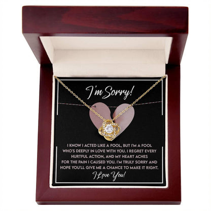 Apology Gift for Girlfriend, Wife, Soulmate - Sorry, Deeply In Love - Love Knot Pendant Necklace - Mallard Moon Gift Shop