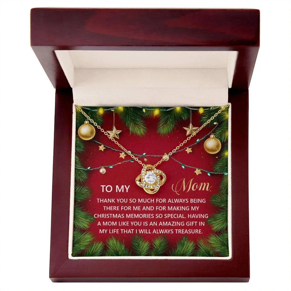 Gift for Mom - Christmas Memories - Love Knot Pendant Necklace