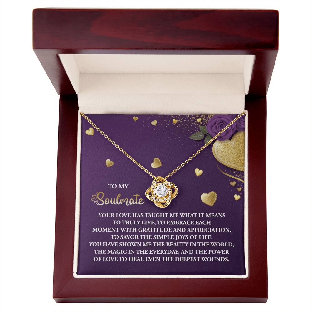 To My Soulmate" Love Knot Necklace – A Beautiful Valentine’s Day Gift Celebrating Love, Joy, and Healing - Mallard Moon Gift Shop