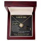 Gift To Our Beautiful Daughter Class of 2024 Graduation Wish Love Knot Pendant Necklace