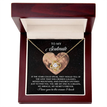 Romantic Gift for Soulmate, Wife or Girlfriend - I Love You to the Moon and Back - Love Knot Pendant Necklace - Mallard Moon Gift Shop
