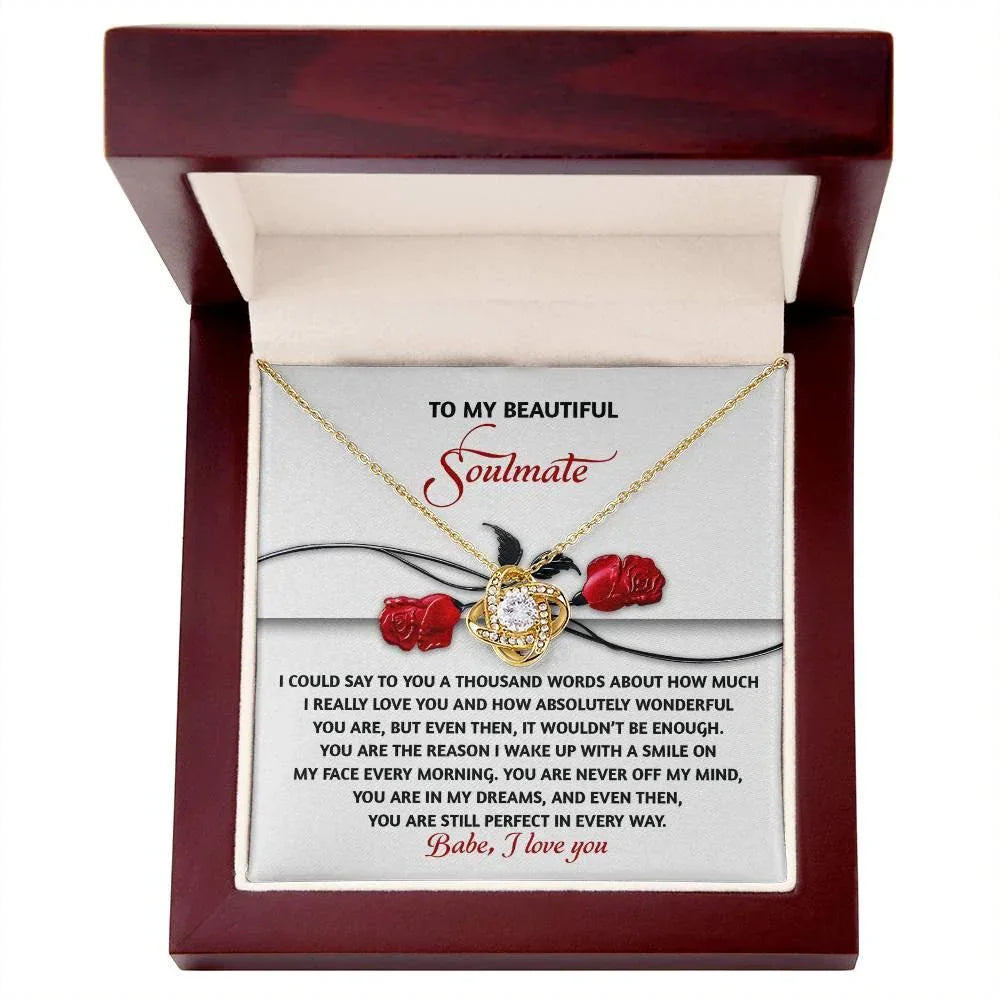 Romantic Anniversary, Valentine's Day Gift for Soulmate, Wife, Girlfriend - Wake Up With a Smile - Love Knot Pendant Necklace