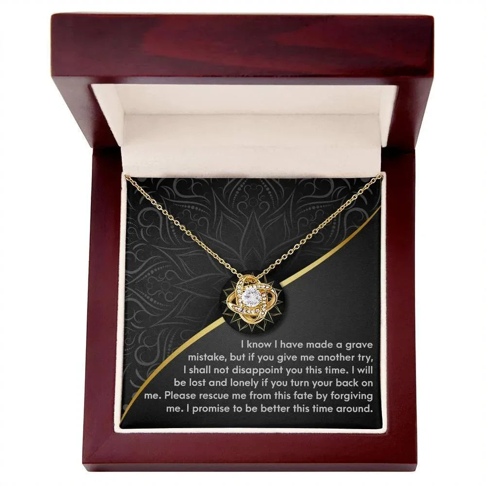 Apology Gift for Girlfriend, Wife, Soulmate-Sorry, Turn Your Back-Love Knot Pendant Necklace