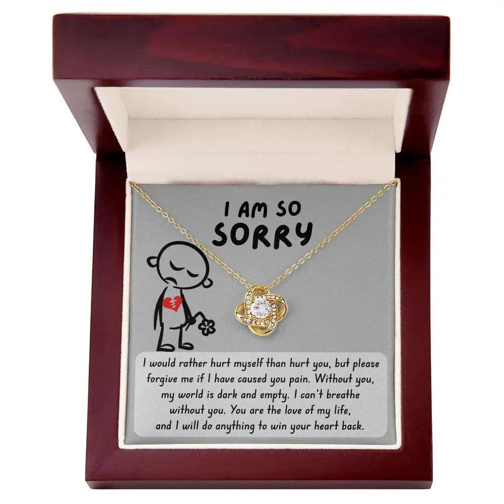 Apology Gift for Girlfriend, Wife, Soulmate - Sorry, Dark And Empty - Love Knot Pendant Necklace