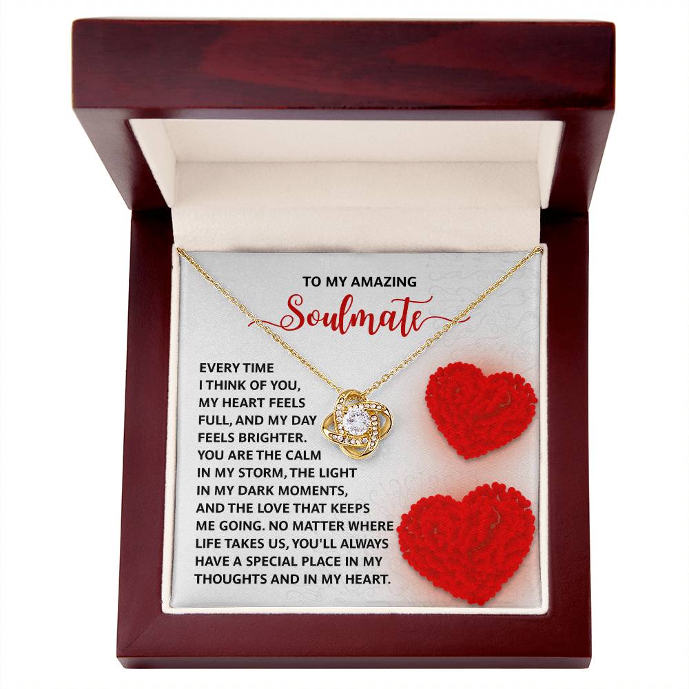 Romantic Anniversary, Valentine's Day Gift for Soulmate, Wife, Girlfriend - Place In My Heart - Love Knot Pendant Necklace - Mallard Moon Gift Shop