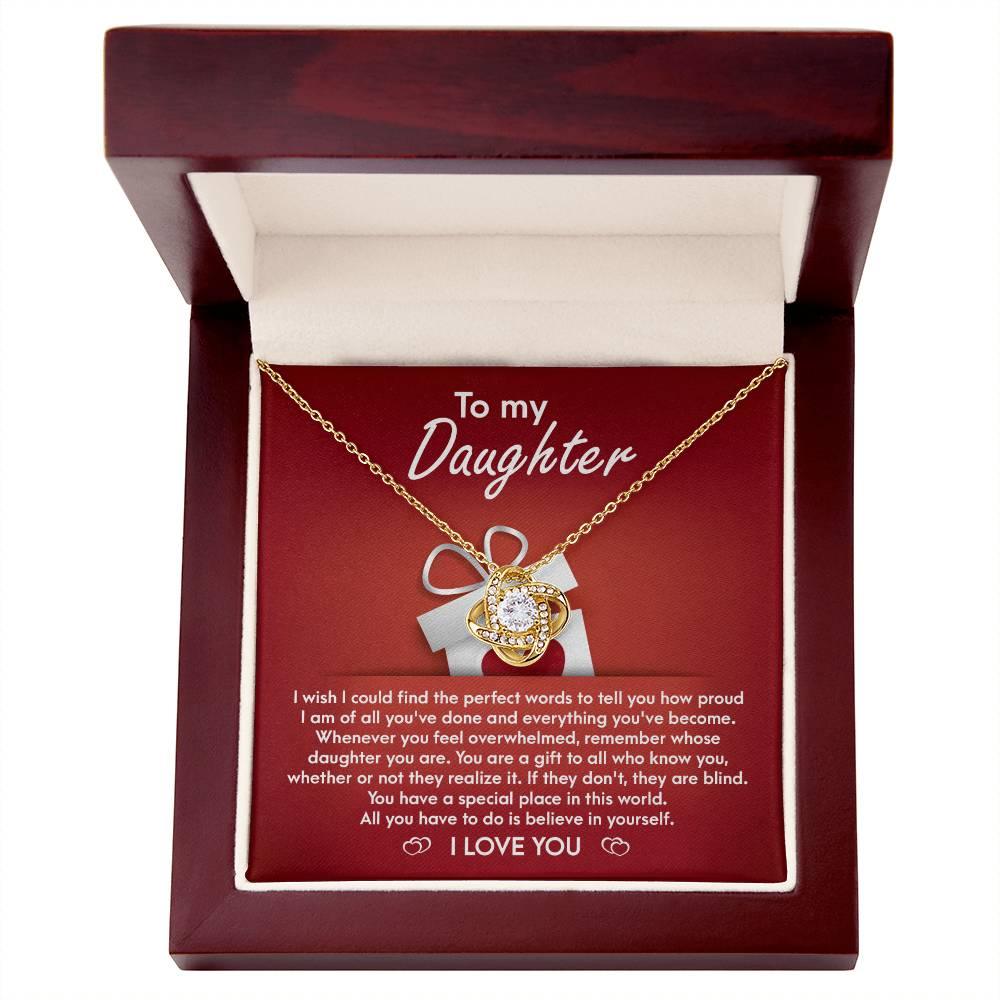 To My Daughter - Proud of You Love Knot Pendant Necklace - Mallard Moon Gift Shop