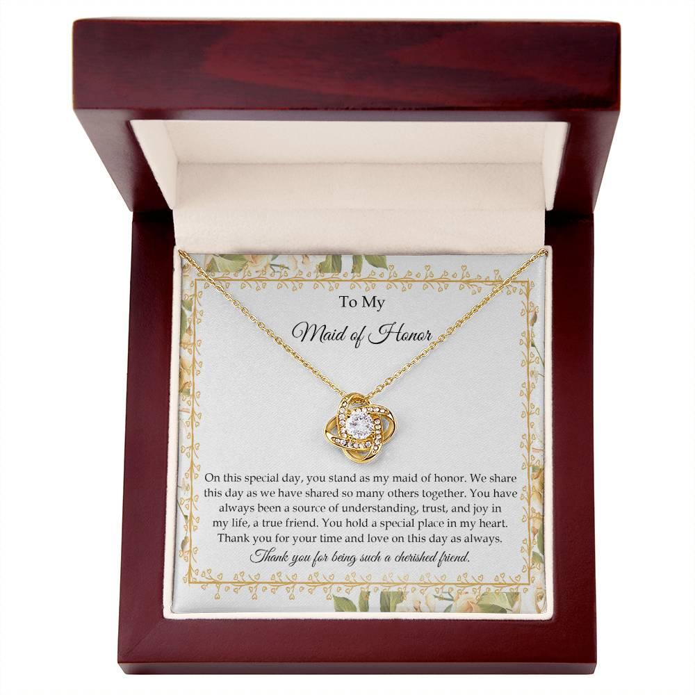 Maid of Honor Wedding Day Gift - Share This Day - Love Knot Pendant Necklace - Mallard Moon Gift Shop