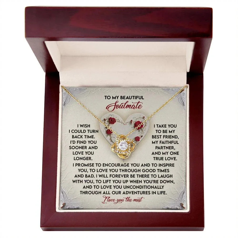 Romantic Anniversary, Valentine's Day Gift for Soulmate, Wife, Girlfriend - Laugh With You - Love Knot Pendant Necklace