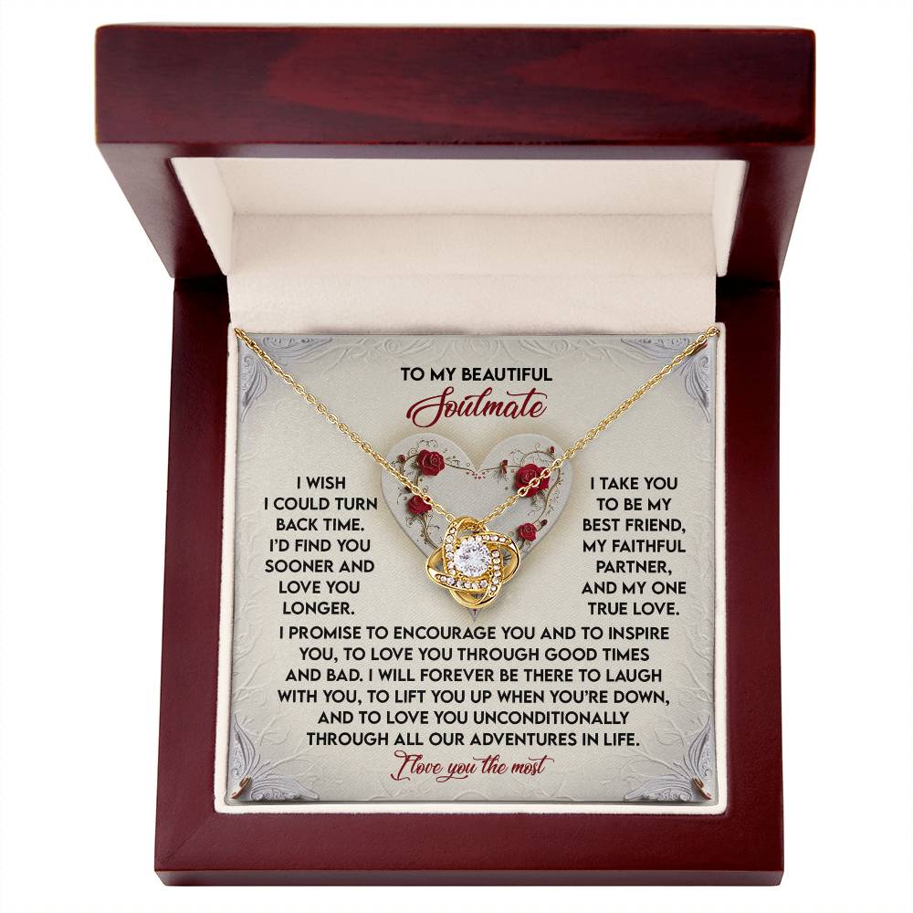 Romantic Anniversary, Valentine's Day Gift for Soulmate, Wife, Girlfriend - Laugh With You - Love Knot Pendant Necklace - Mallard Moon Gift Shop