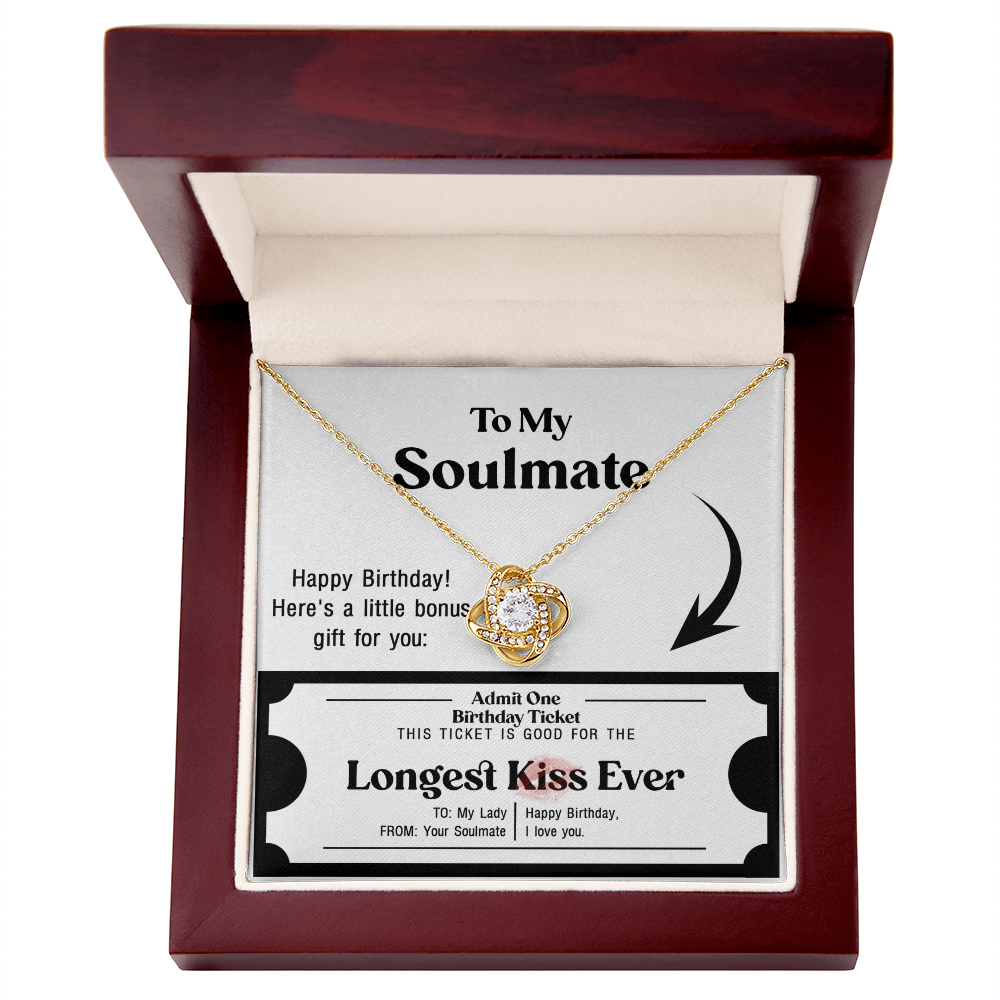 Soulmate Birthday Love Knot Necklace – Longest Kiss Ever Message Card | Romantic Gift for Wife or Girlfriend - Mallard Moon Gift Shop