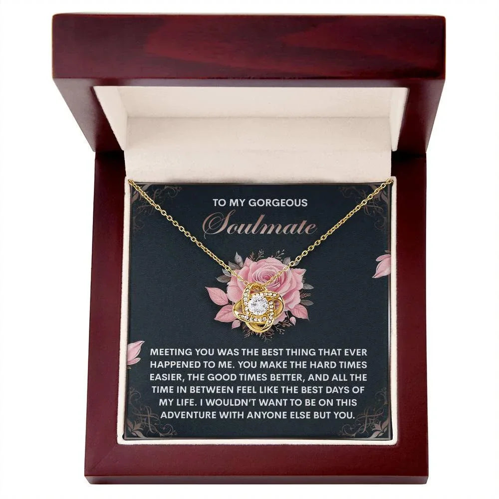 To My Gorgeous Soulmate - Love Knot Necklace – A Romantic Valentine’s Gift to Celebrate Your Beautiful Journey Together