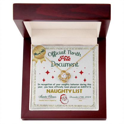 Naughty List - North Pole - Love Knot Pendant Necklace - Mallard Moon Gift Shop