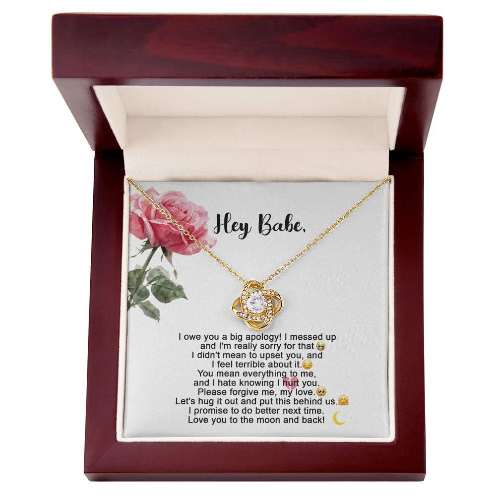 Apology Gift - I'm Sorry, Please Forgive Me, Let's Hug It Out - Love Knot Pendant Necklace - Mallard Moon Gift Shop
