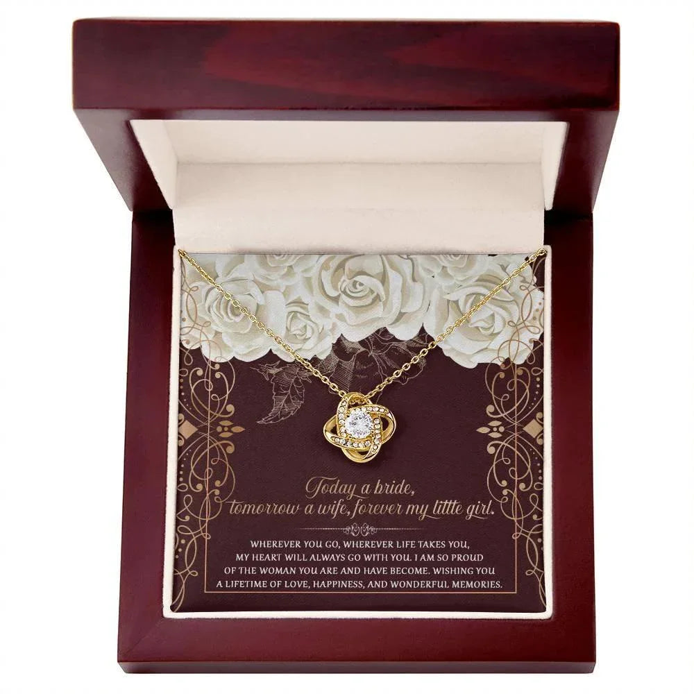 Daughter Wedding Day Gift - Wonderful Memories - Love Knot Pendant Necklace