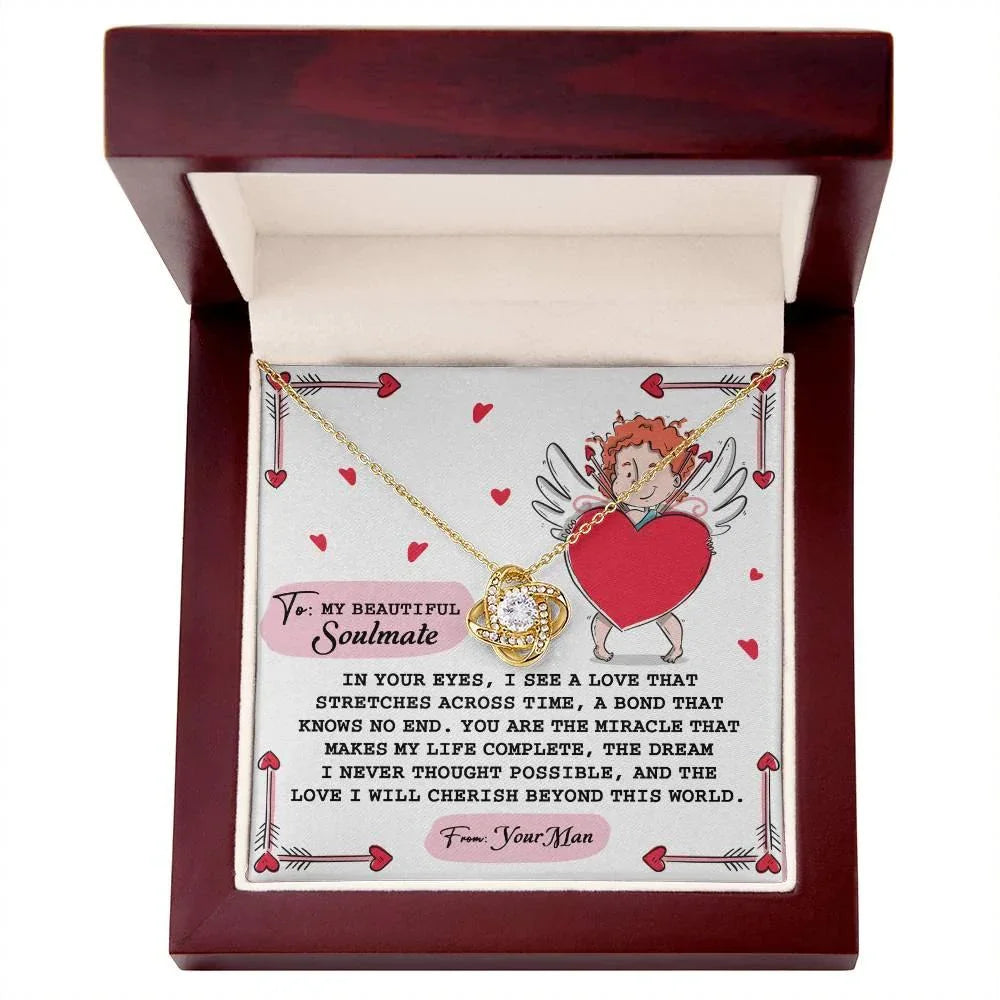Romantic Anniversary, Valentine's Day Gift for Soulmate, Wife, Girlfriend - Cherish You - Love Knot Pendant Necklace