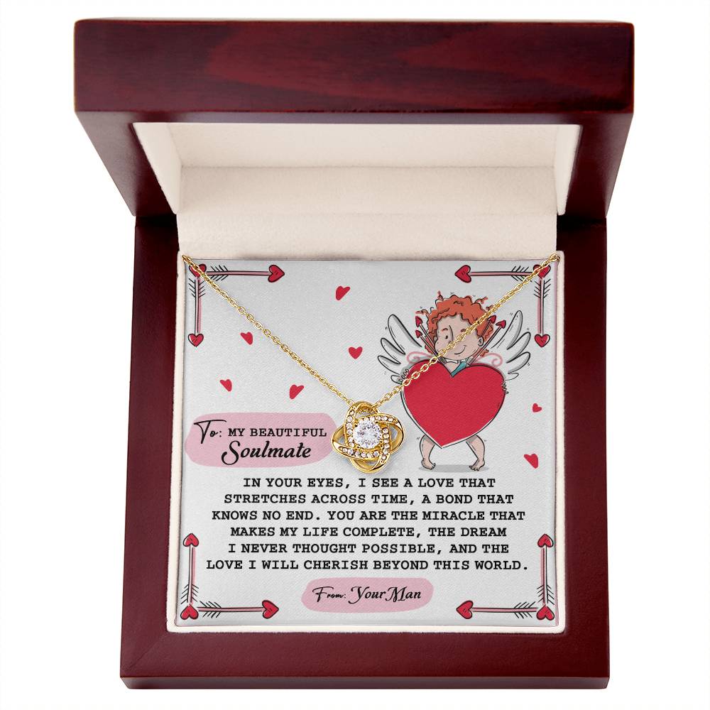 Romantic Anniversary, Valentine's Day Gift for Soulmate, Wife, Girlfriend - Cherish You - Love Knot Pendant Necklace - Mallard Moon Gift Shop