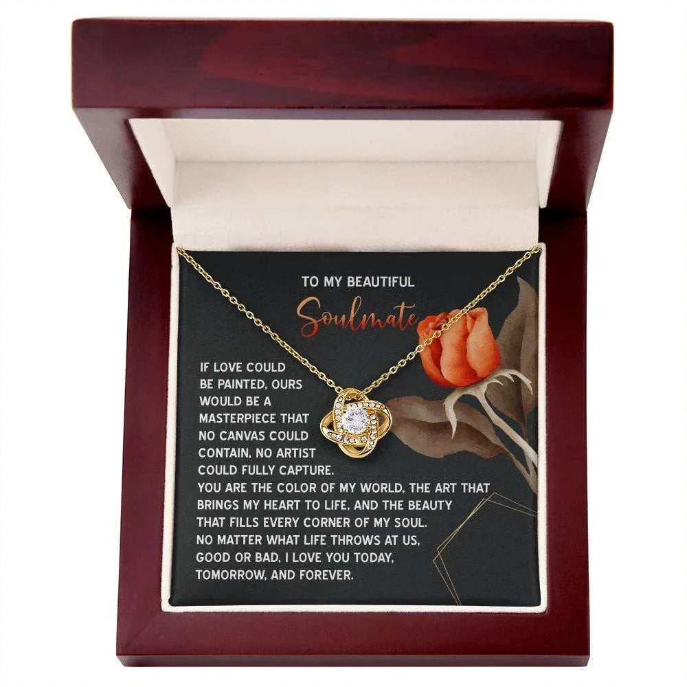 Romantic Gift for Soulmate, Wife or Girlfriend - Valentine's Day, Anniversary, or Birthday - Masterpiece Love Knot Pendant Necklace Soulmate