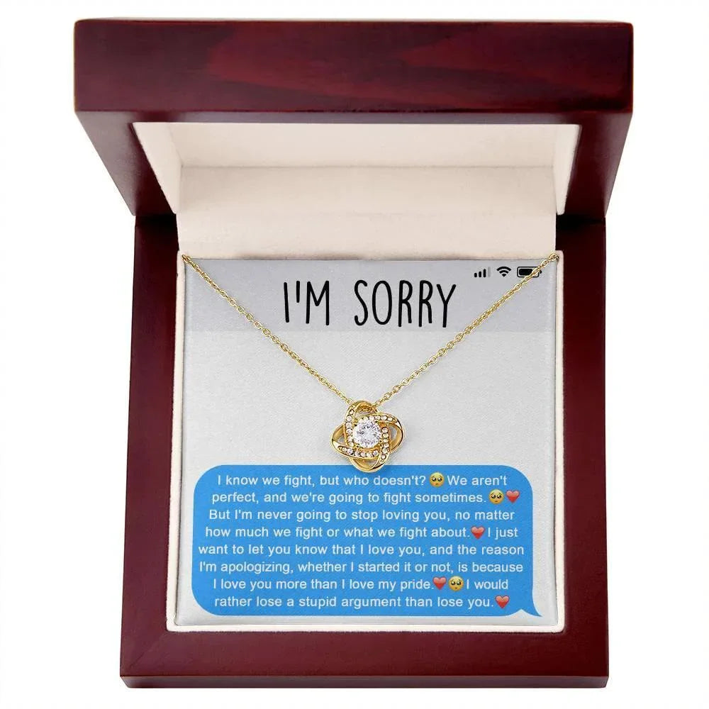 Apology Gift for Girlfriend, Wife, Soulmate - Sorry, Stupid Argument - Love Knot Pendant Necklace