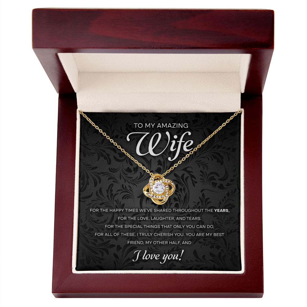 To My Amazing Wife – Romantic Love Knot Necklace with Message Card | Cherished Gift for the Happy Times We've Shared - Mallard Moon Gift Shop