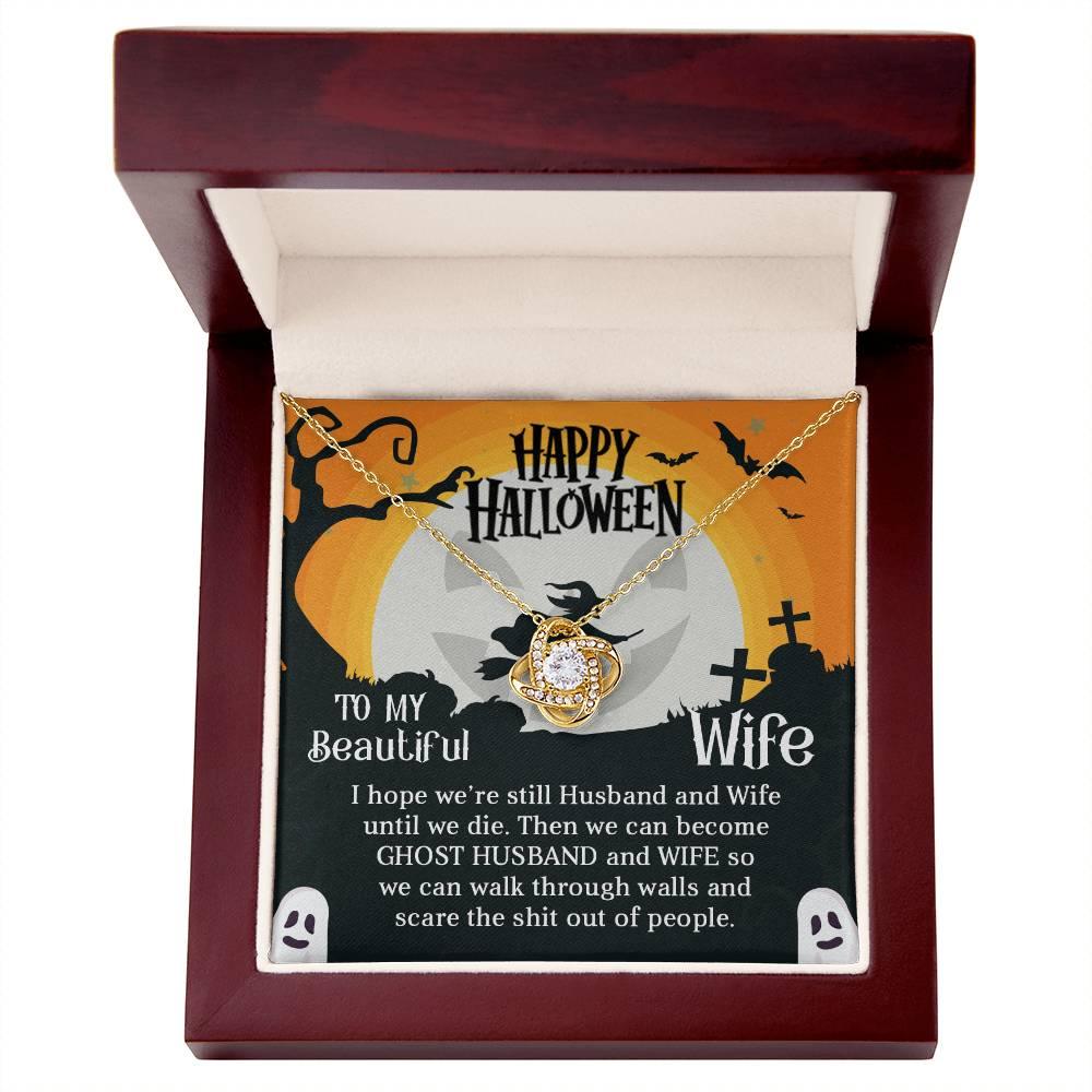 Wife Happy Halloween - Ghost Husband and Wife - Love Knot Necklace - Mallard Moon Gift Shop