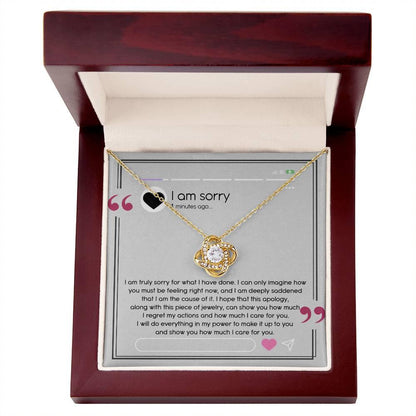 Gift for Girlfriend, Wife - Sorry, I Care For You - Love Knot Pendant Necklace - Mallard Moon Gift Shop