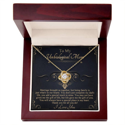 Gift for Unbiological Mother You Complete my Dad's Life Love Knot Pendant Necklace - Mallard Moon Gift Shop