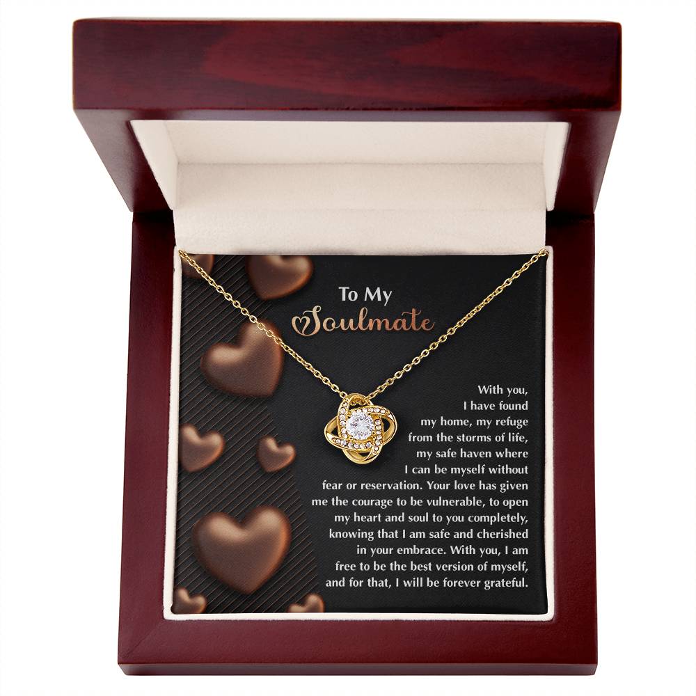 To My Soulmate" Love Knot Necklace – A Heartfelt Valentine’s Day Gift for Your Safe Haven and Forever Love - Mallard Moon Gift Shop