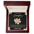 To My Wonderful Daughter – Love Knot Necklace with Magnolia Flower Message Card | Proud Mom Gift for Birthday or Graduation